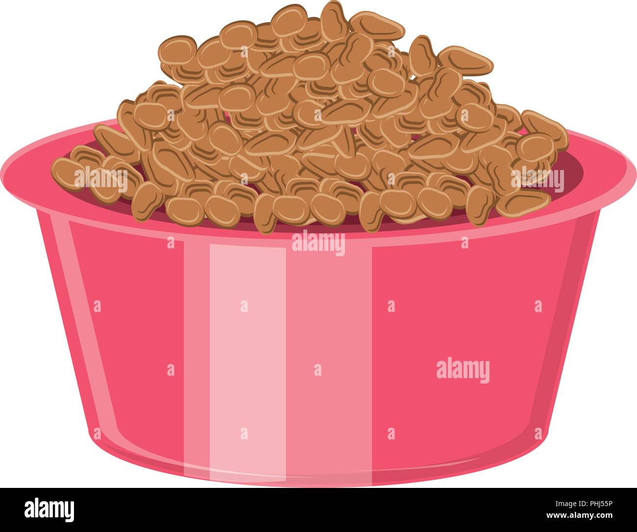 bowl with dog food over white background, vector illustration Stock