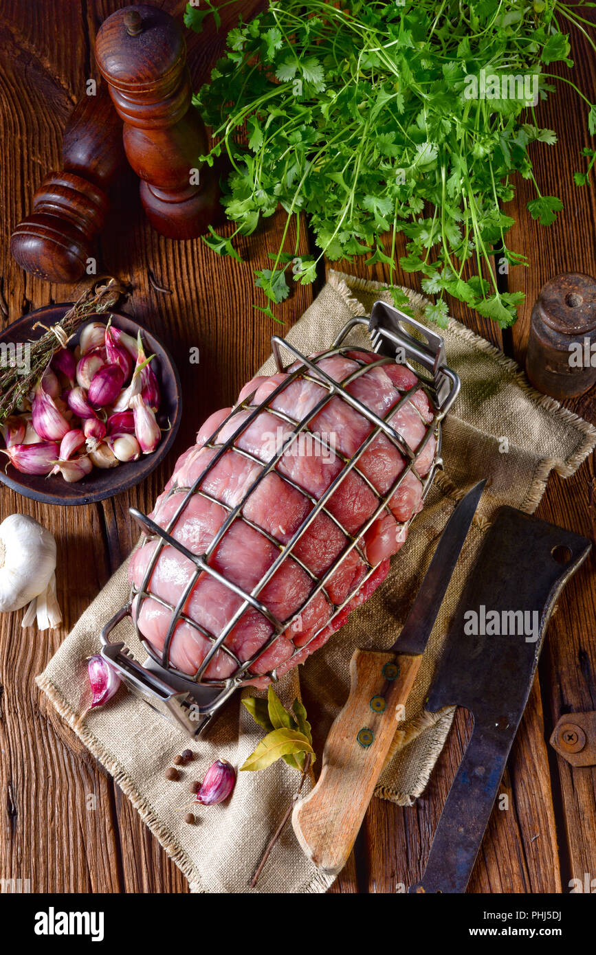 pressure ham cooker with raw ham Stock Photo Alamy