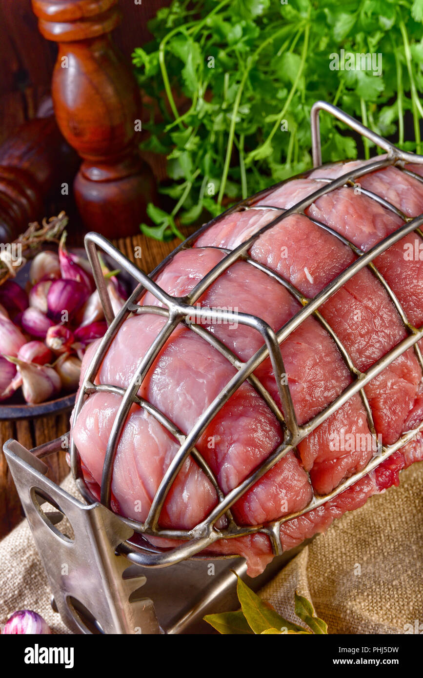 pressure ham cooker with raw ham Stock Photo Alamy