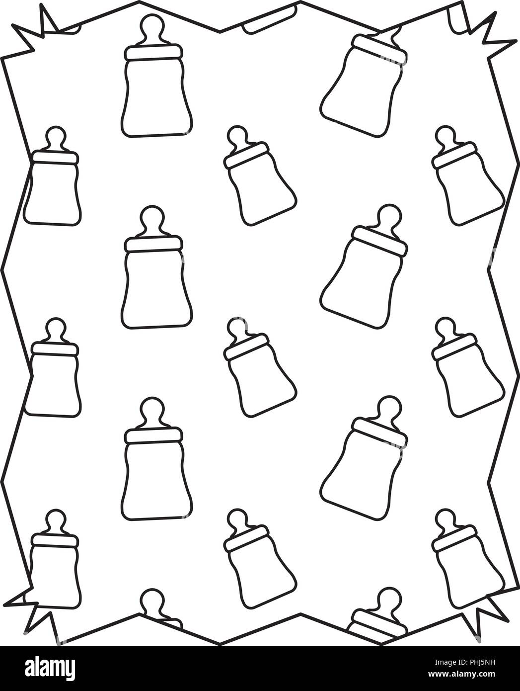 abstract frame with baby bottle pattern over white background, vector ...