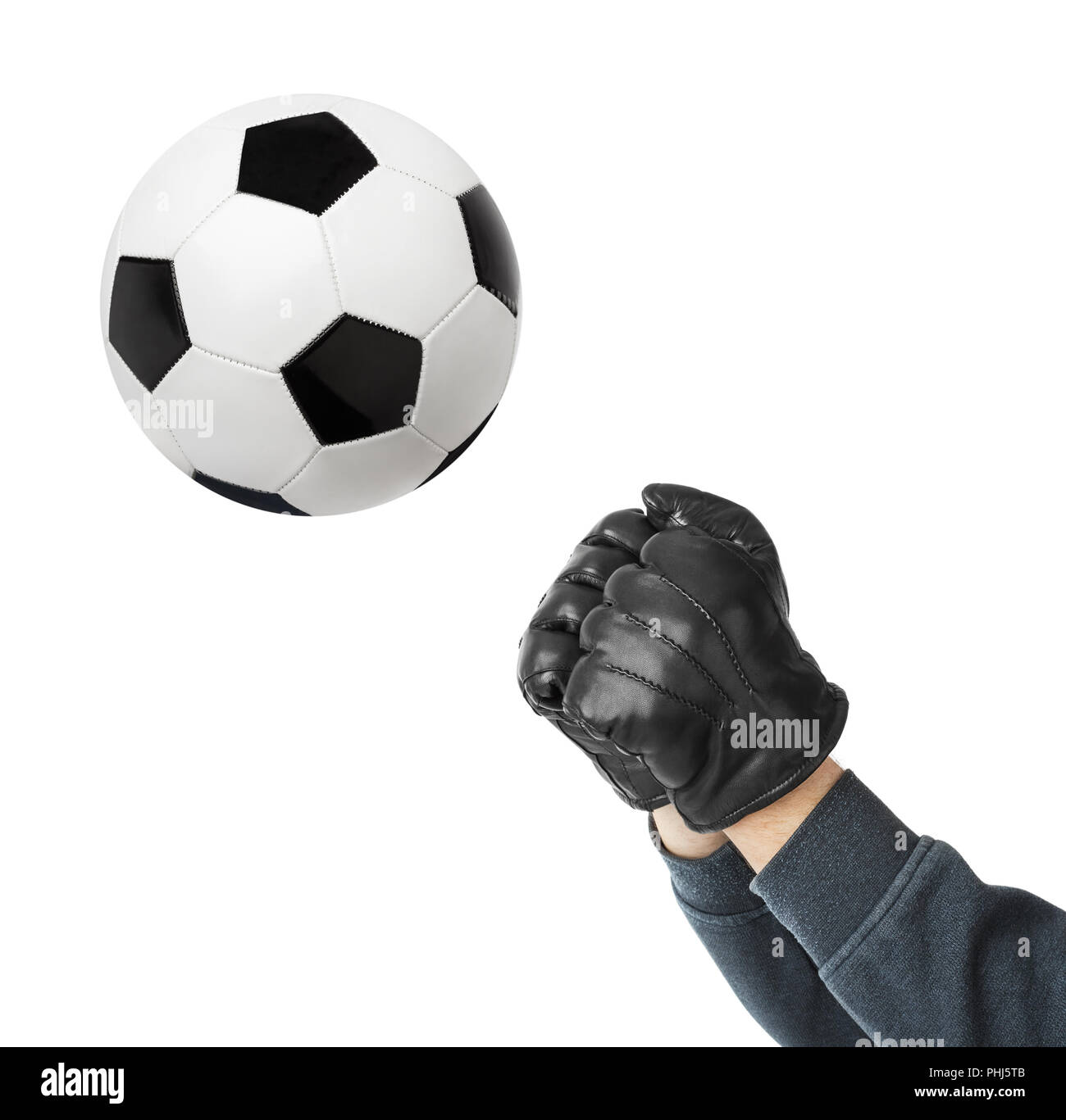 Goalkeeper hands and soccer ball Stock Photo - Alamy