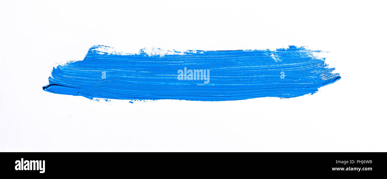 Blue brush stroke isolated over white background Stock Photo - Alamy