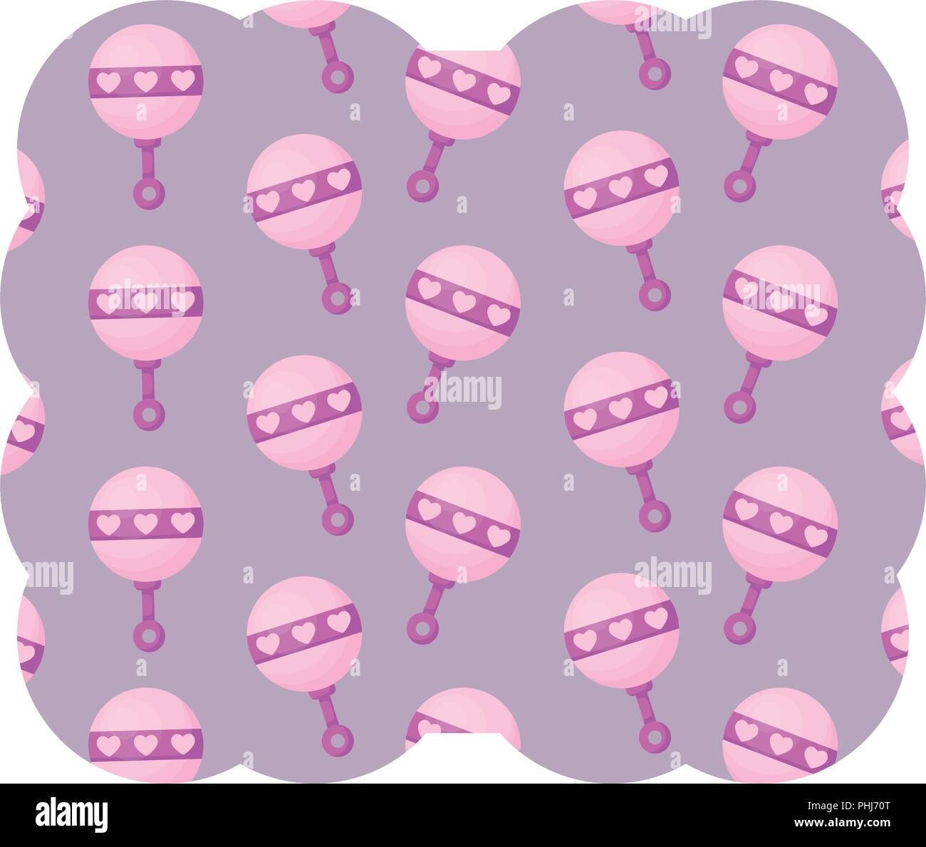Cartoon Rattle Frame decorative frame with rattle toy pattern over white background, vector ...