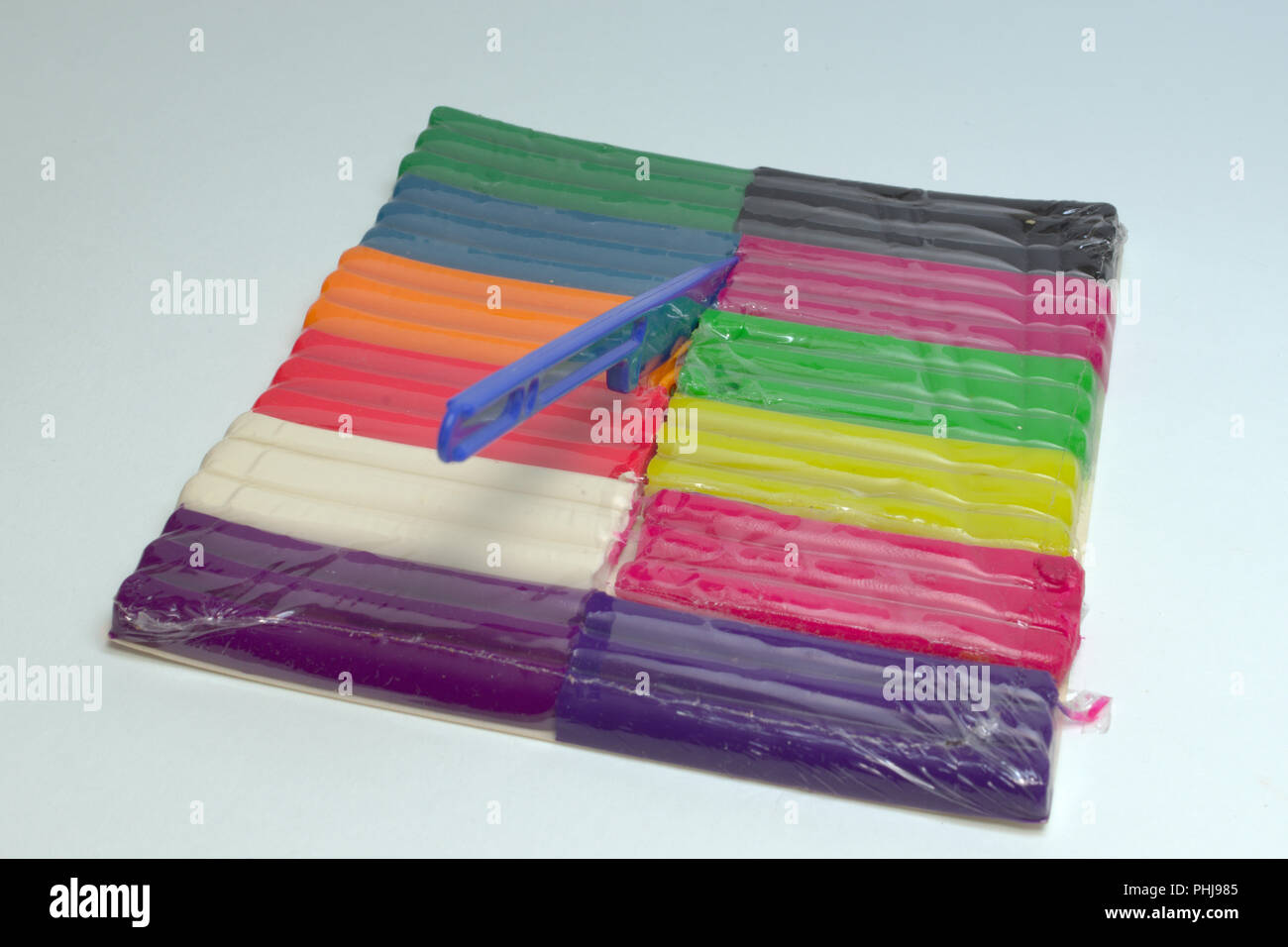 wax plasticine. multicolored set with modeling tool, with clipping path