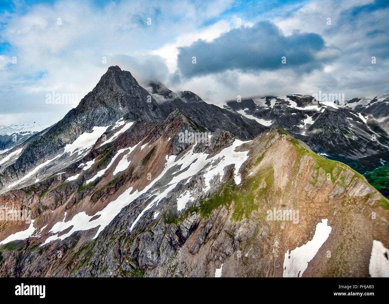 Juneau Alaska mountain range - Alaska helicopter tour a glacier cruise ship excursion Stock Photo