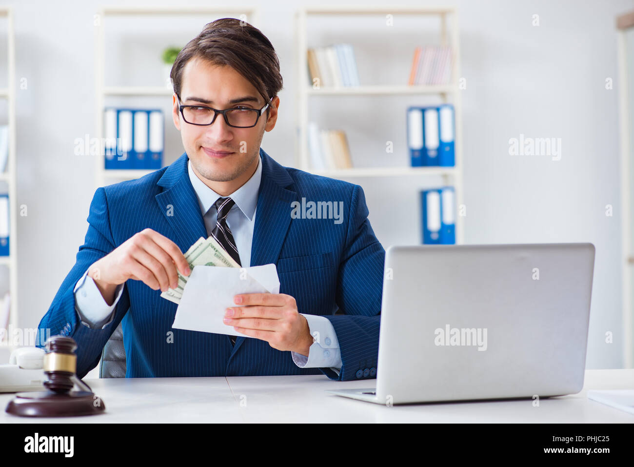 Lawyer receiving money as bribe Stock Photo Alamy