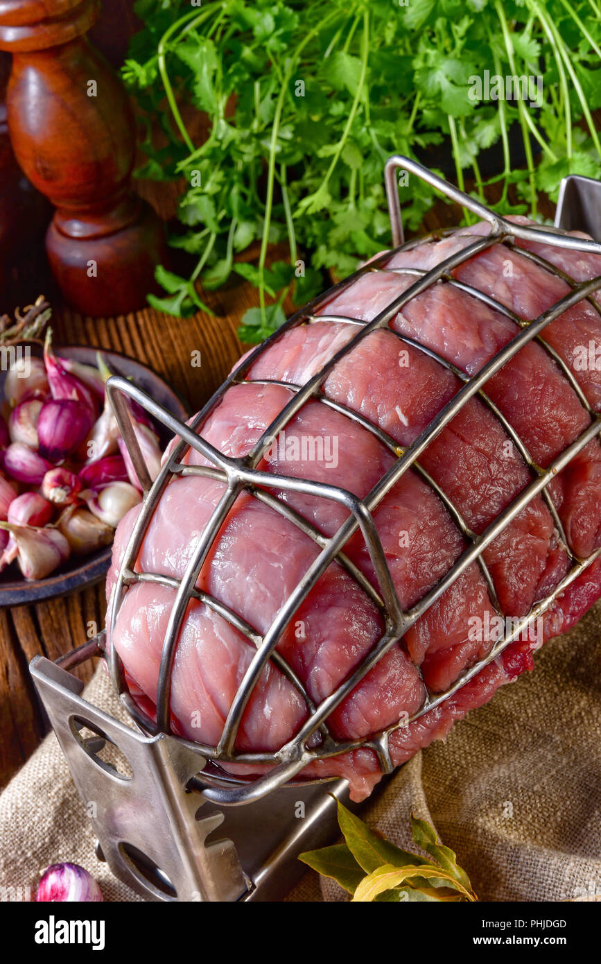 pressure ham cooker with raw ham Stock Photo Alamy