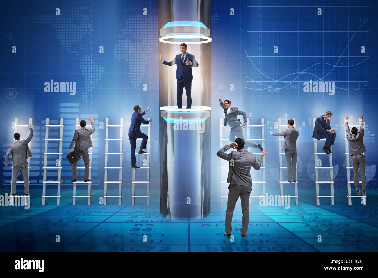 Businessmen in accelerated and fast promotion concept Stock Photo - Alamy