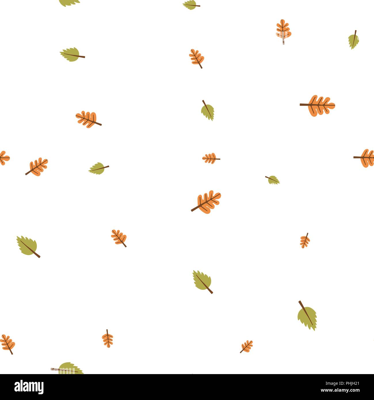 Oak and birch leaves pattern seamless. Vector illustration. Isolated white background. Stock Vector