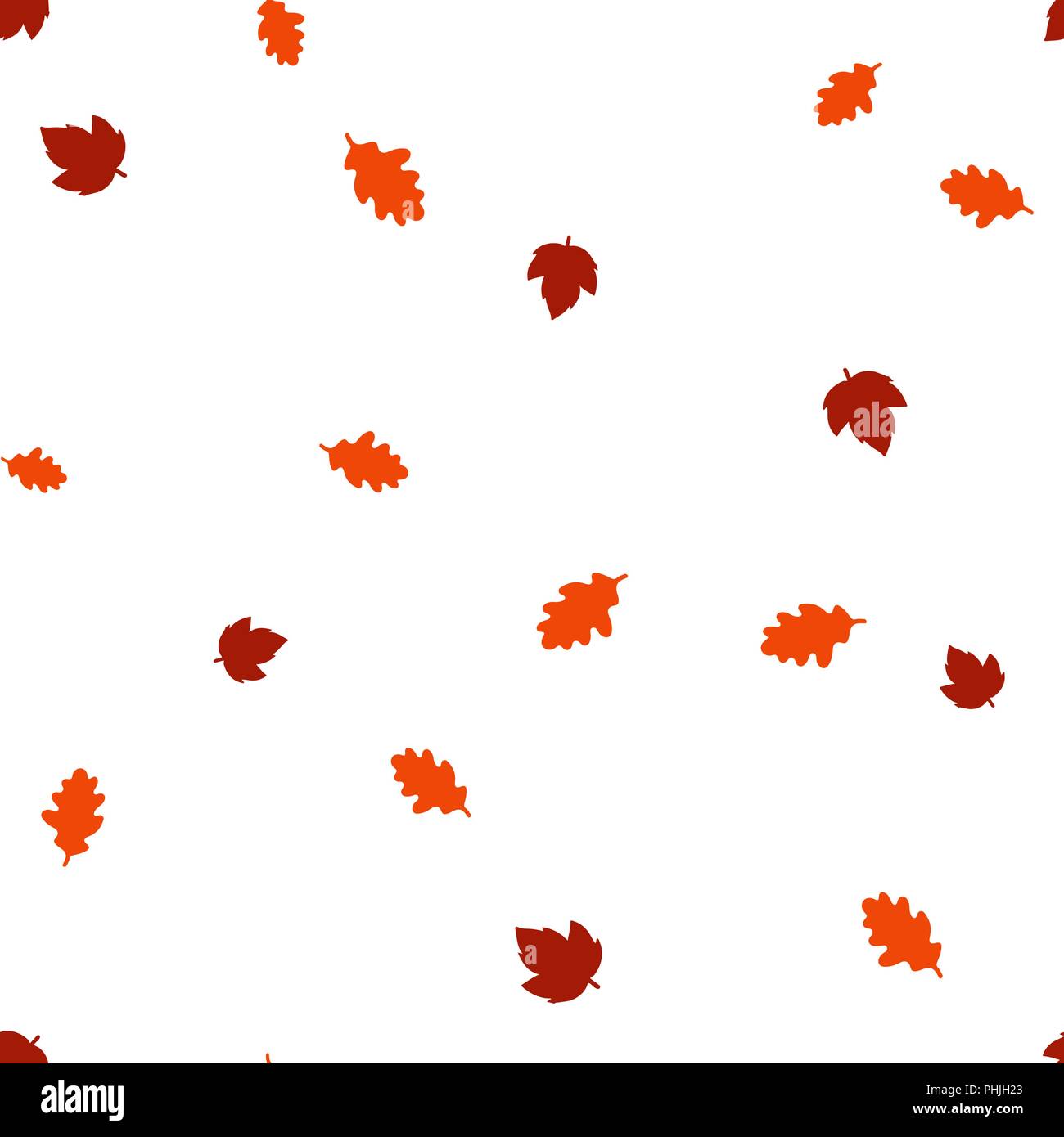 Oak and maple leaves seamless pattern. Vector illustration. Isolated white background. Stock Vector