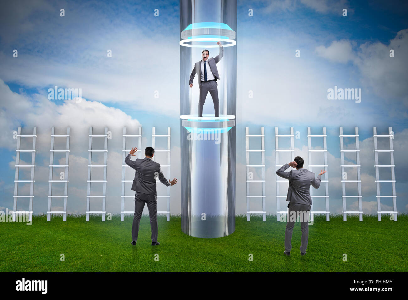 Businessmen in accelerated and fast promotion concept Stock Photo - Alamy