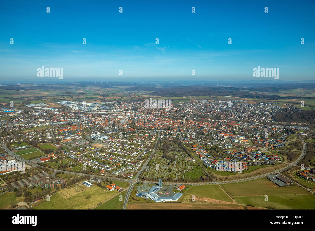 View of Korbach over the Südring in Korbach. District town Korbach, district Waldeck-Frankenberg in Hessen, Germany, district town Korbach, Europe, ae Stock Photo