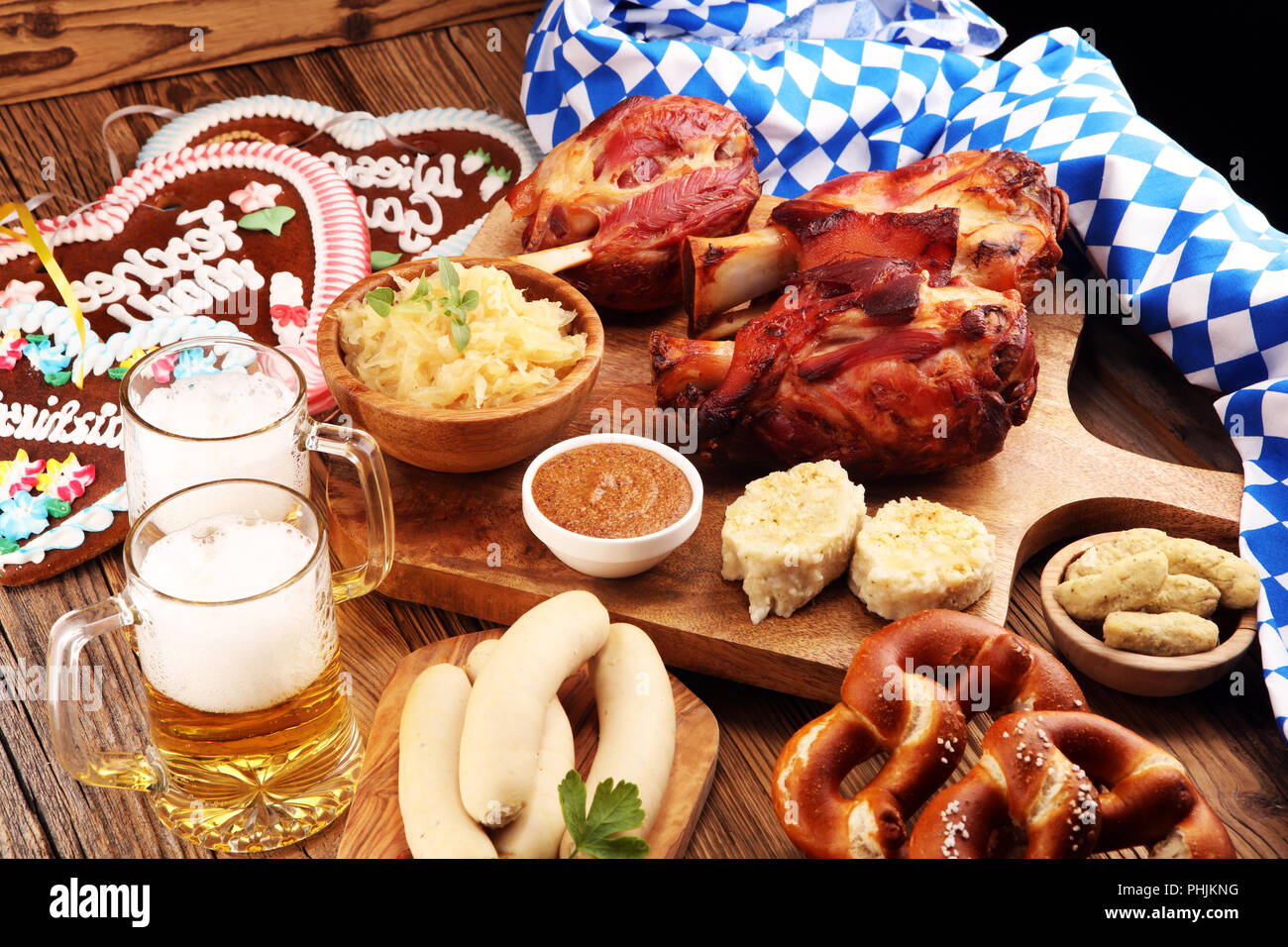 Traditional German Cuisine Schweinshaxe Roasted Ham Hock Beer