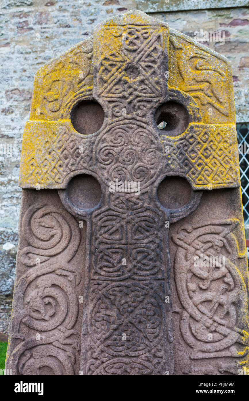 Aberlemno sculptured stone at church yard, Angus, Scotland, UK Stock Photo