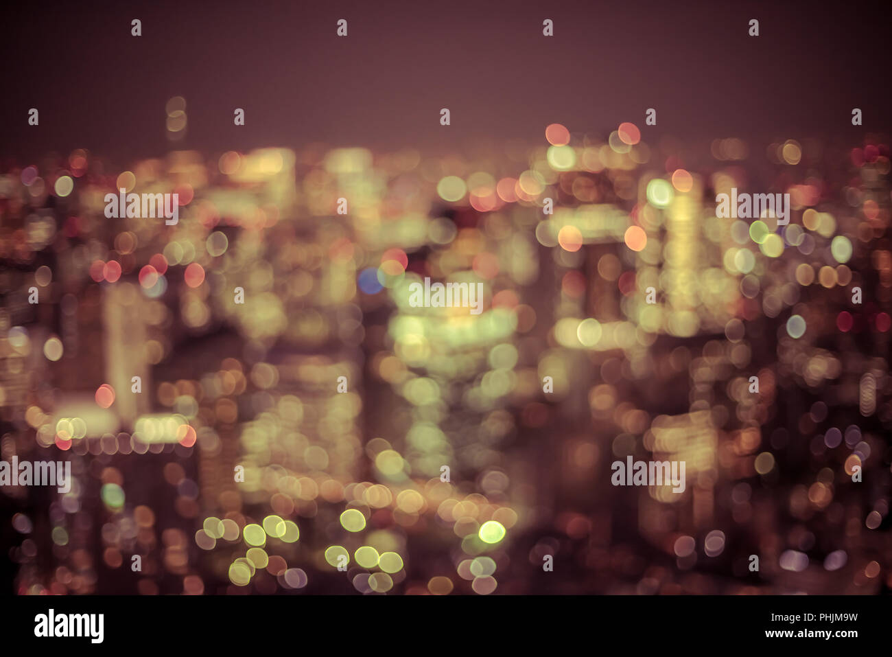 Big city lights bokeh background Stock Photo