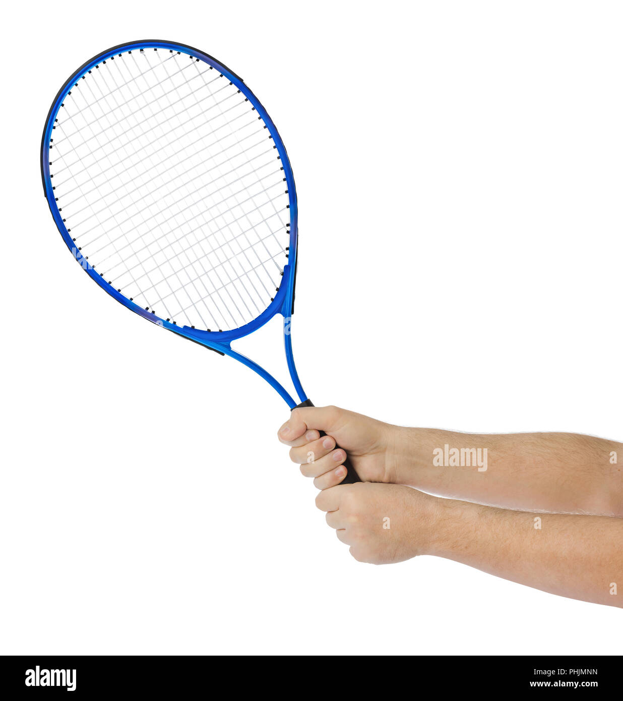 Hands holding tennis racket ball Cut Out Stock Images & Pictures - Alamy