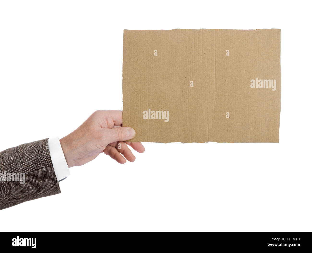 Hand with cardboard Stock Photo Alamy