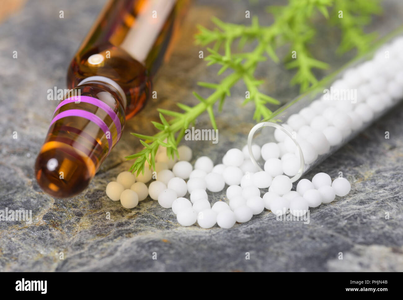 alternative medicine with homeopathic and herbal pills Stock Photo