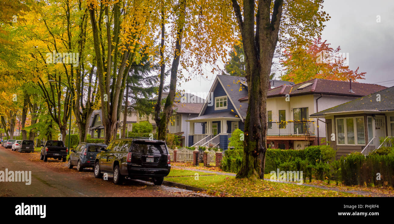 Quite raining day afternoon  autumn season in Vancouver Canada Stock Photo