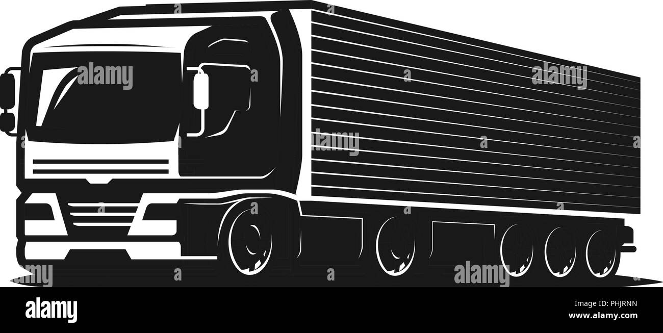 Truck, lorry or delivery logo. Trucking industry, cargo transportation concept. Vector illustration Stock Vector