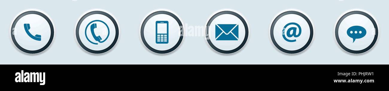 Contact Us Support Service Buttons illustration set Stock Vector
