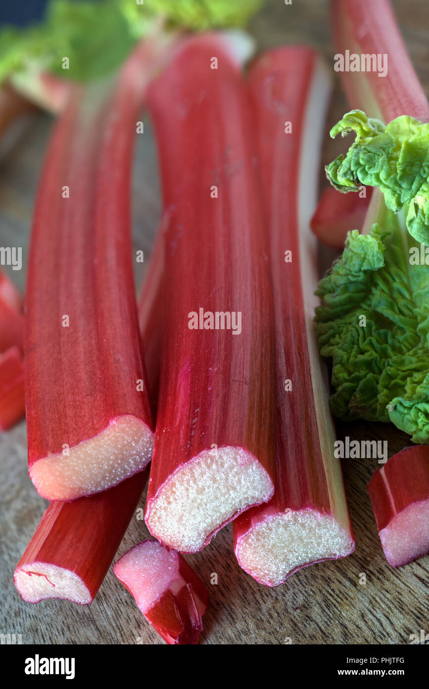 Fresh rhubarb stalks Stock Photo