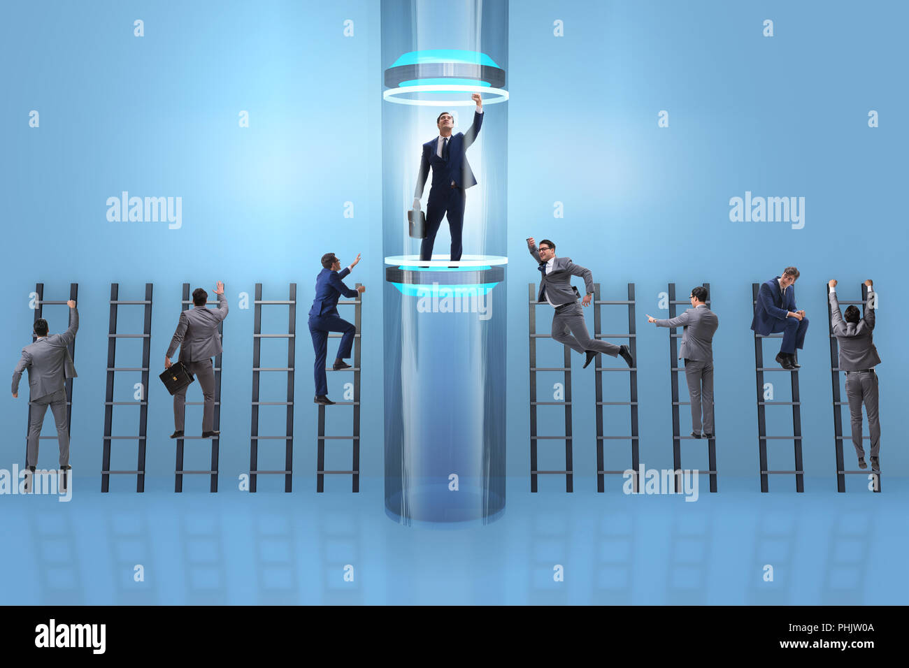 Businessmen in accelerated and fast promotion concept Stock Photo - Alamy