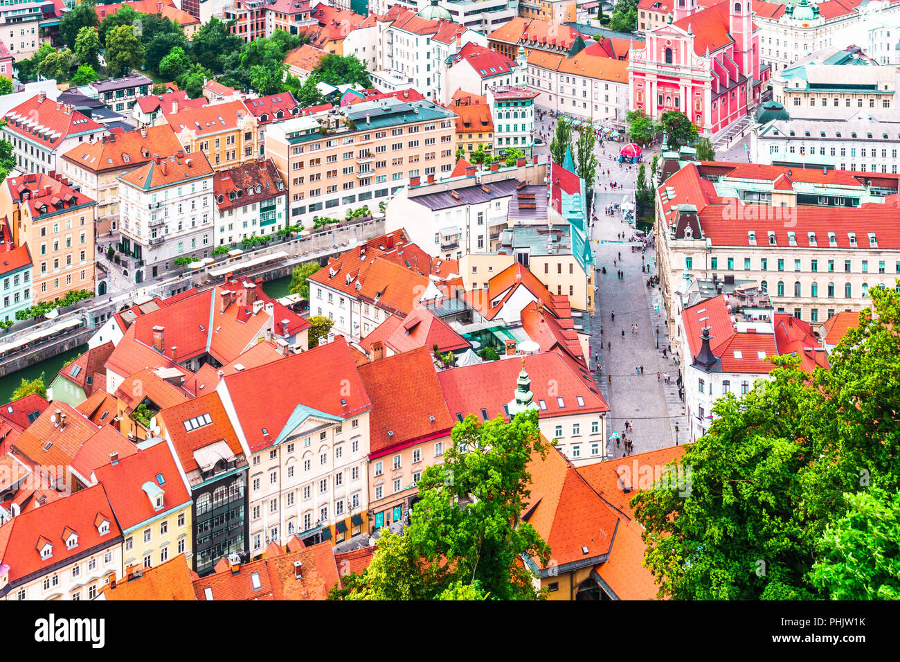 Aerial view of city Ljubljana from Ljubljana castle - Slovenia Stock ...