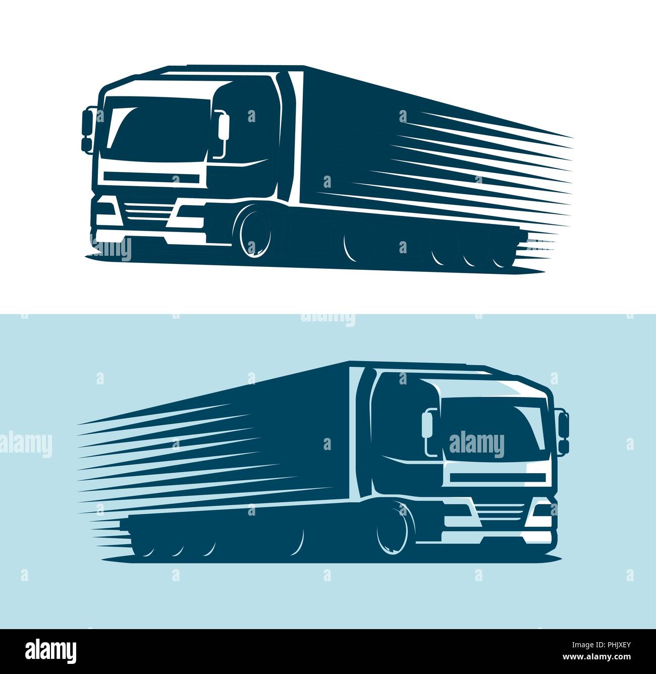Truck, lorry logo or label. Trucking, delivery symbol. Vector illustration Stock Vector