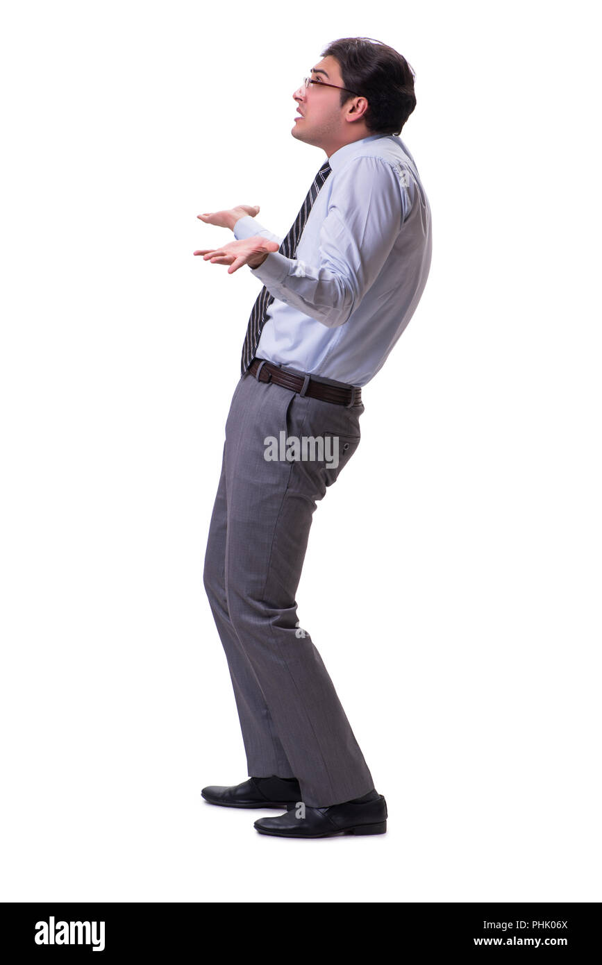 Businessman isolated on the white background Stock Photo - Alamy