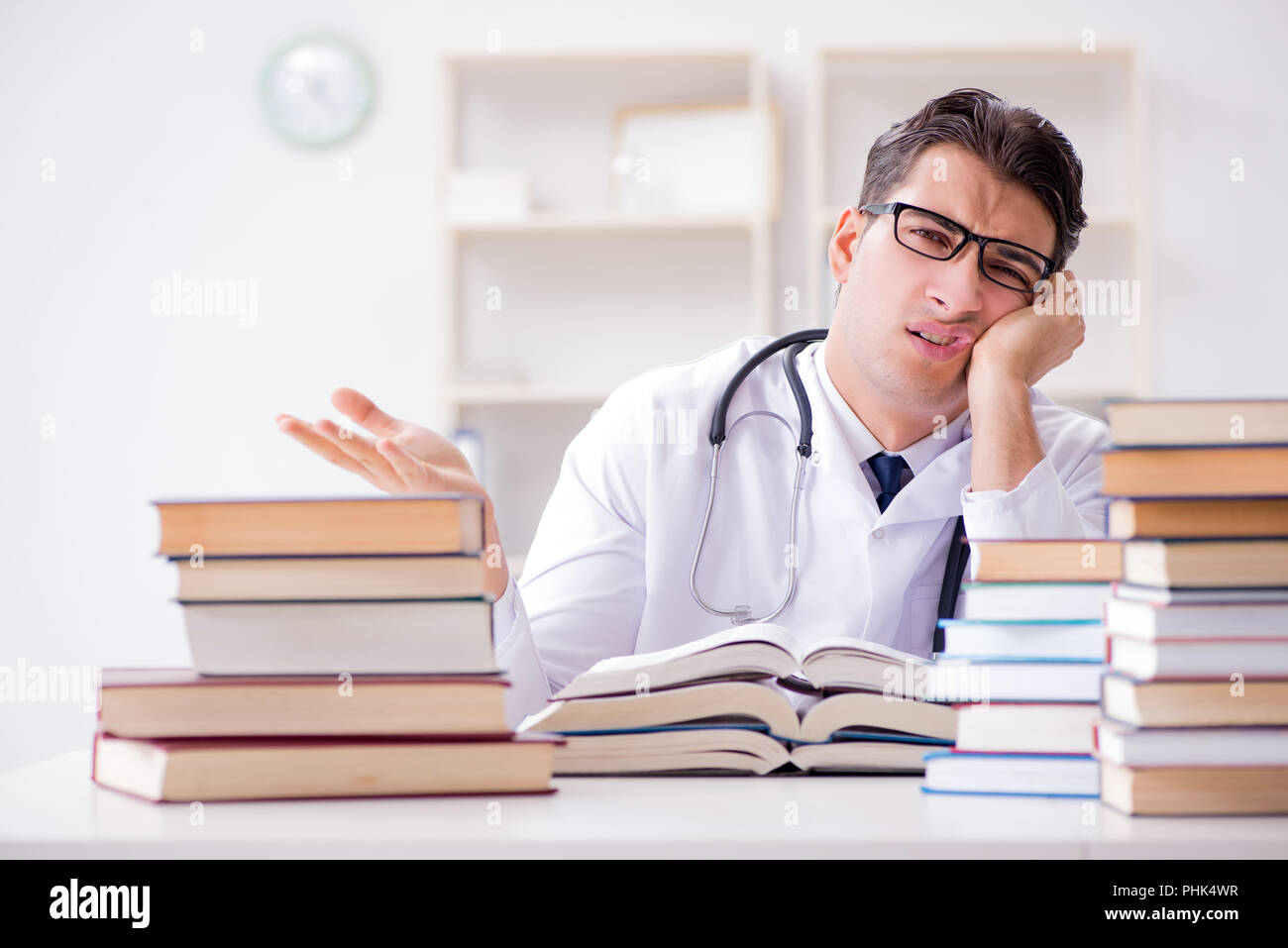Medical student preparing for university exams Stock Photo Alamy