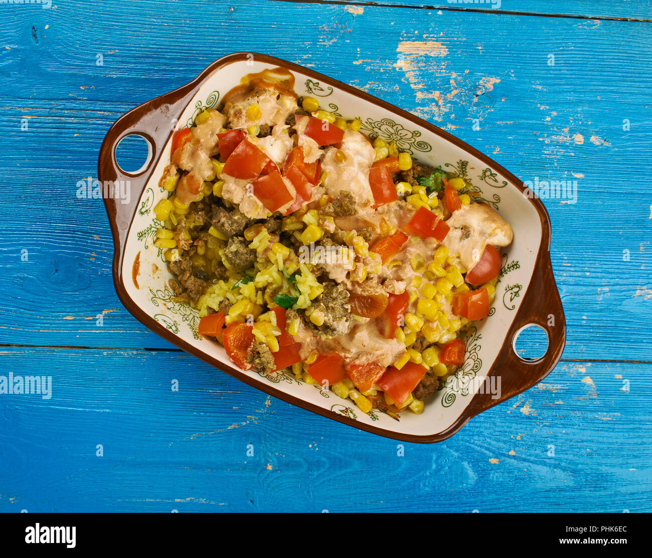 Mexican Beef and Rice Casserole Stock Photo - Alamy