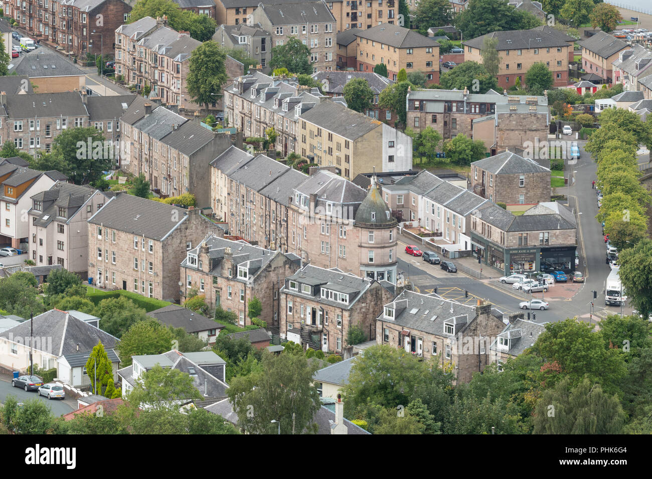 Scottish housing - tenement flats and houses in Gourock, Inverclyde, Scotland, UK Stock Photo