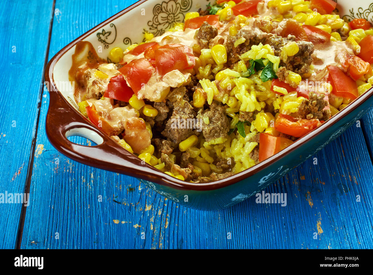 Mexican Beef and Rice Casserole Stock Photo Alamy