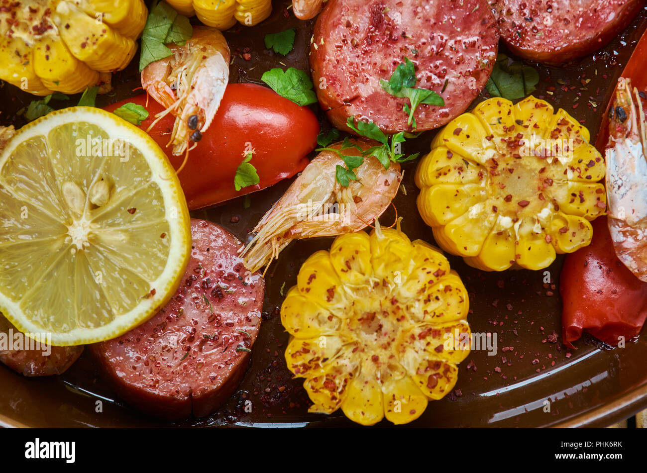 Sheet Pan Shrimp Boil Stock Photo - Alamy