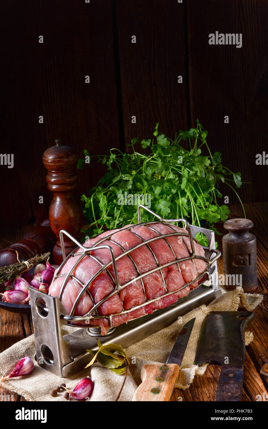 pressure ham cooker with raw ham Stock Photo Alamy