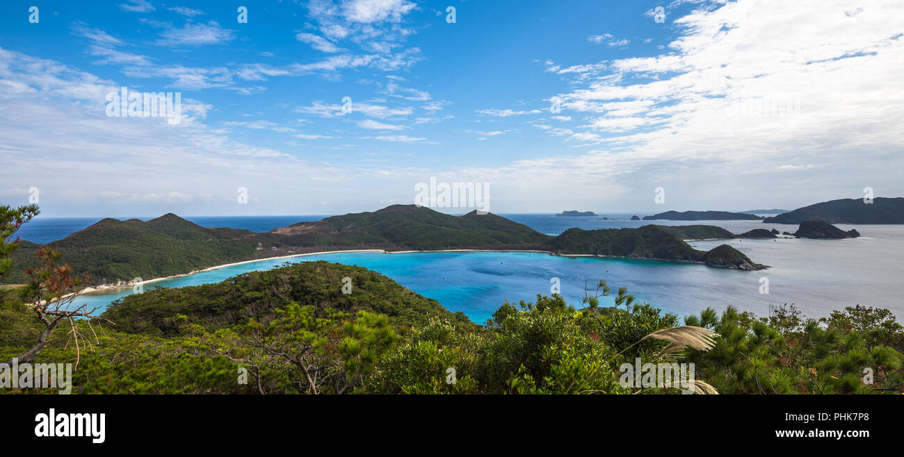 Panoramic view of Zamami island, Okinawa, Japan Stock Photo