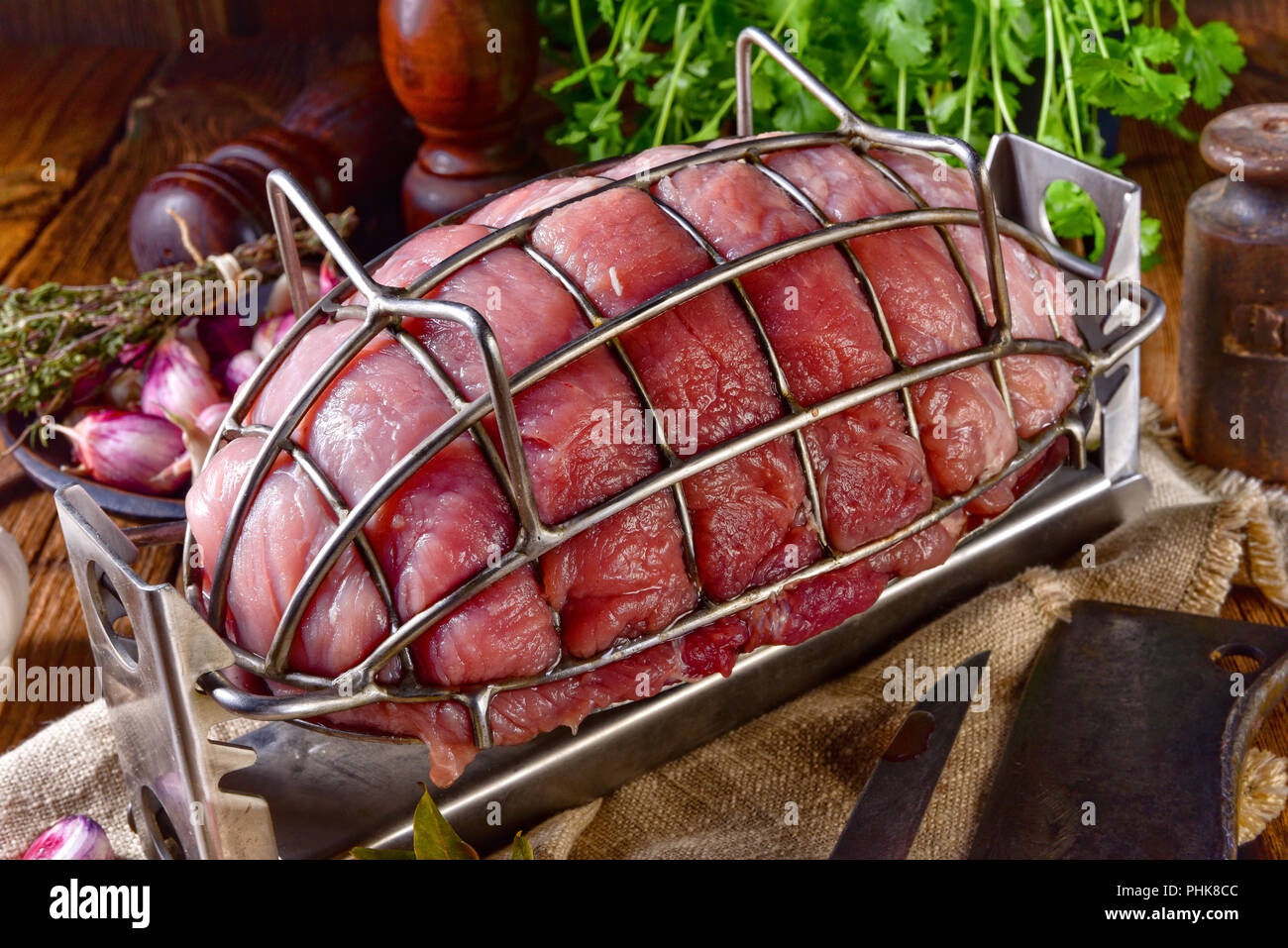 pressure ham cooker with raw ham Stock Photo Alamy