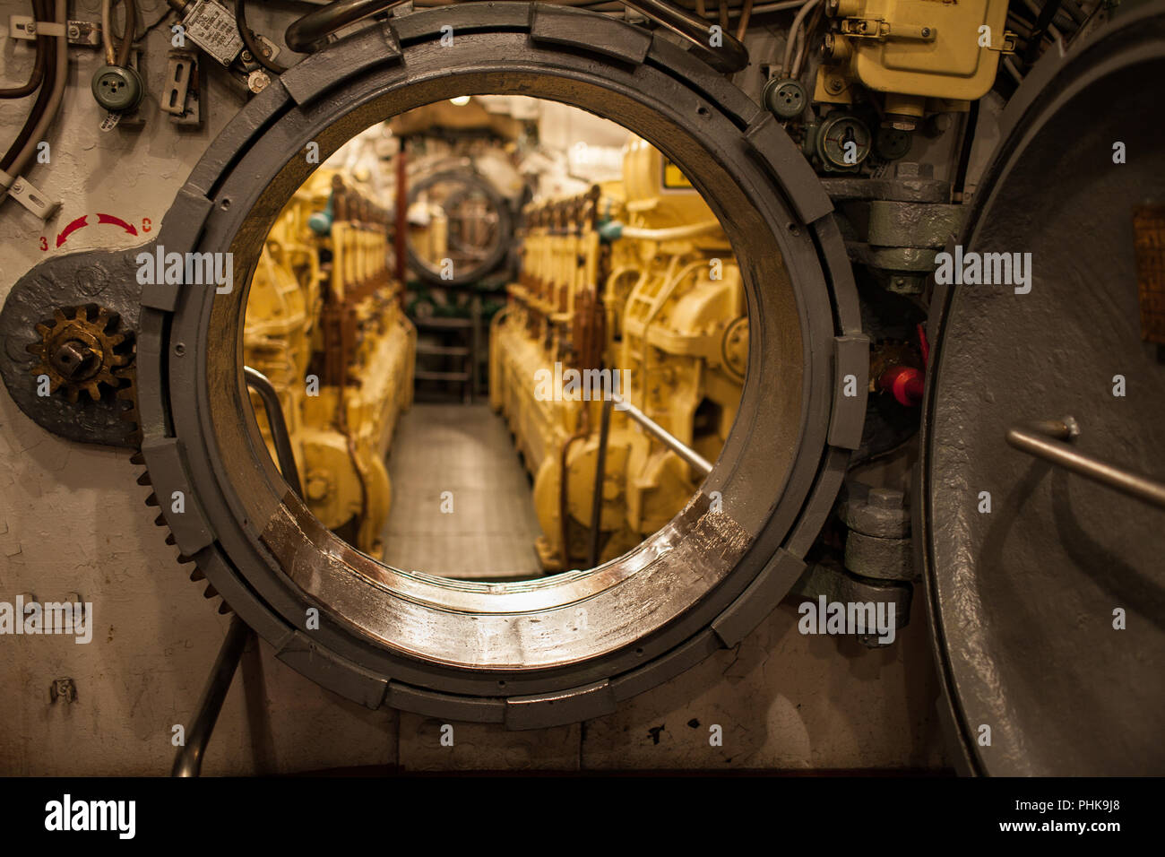 submarine opened hatchway Stock Photo