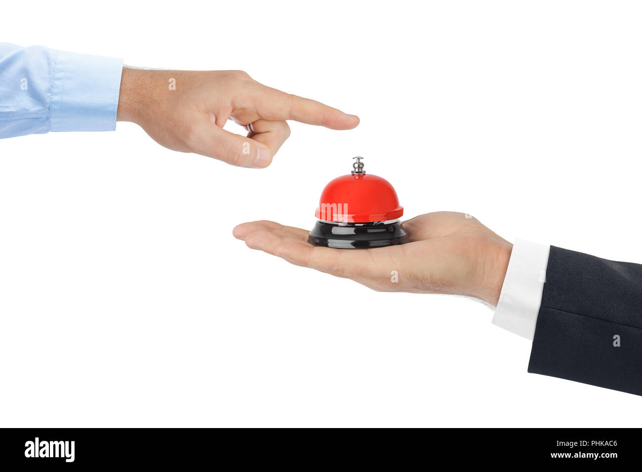 Hands and service ring bell Stock Photo Alamy