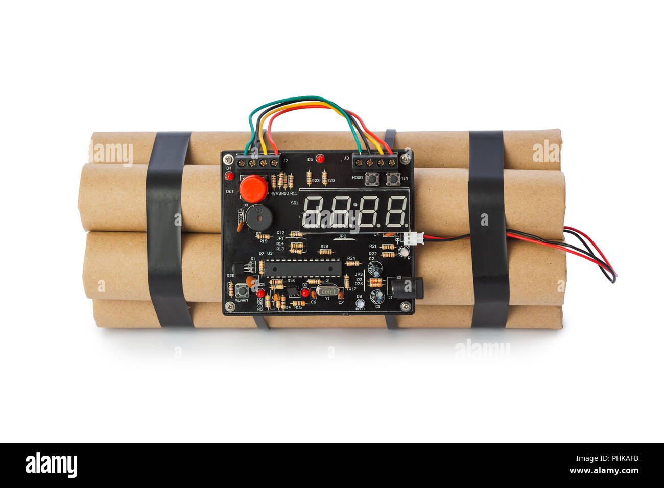 Dynamite bomb with timer Stock Photo Alamy