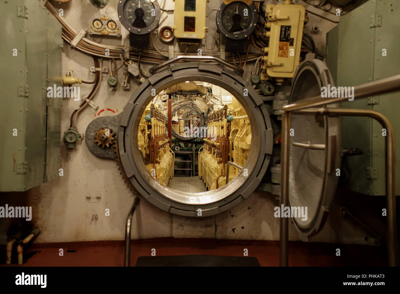 submarine hatchway opened Stock Photo