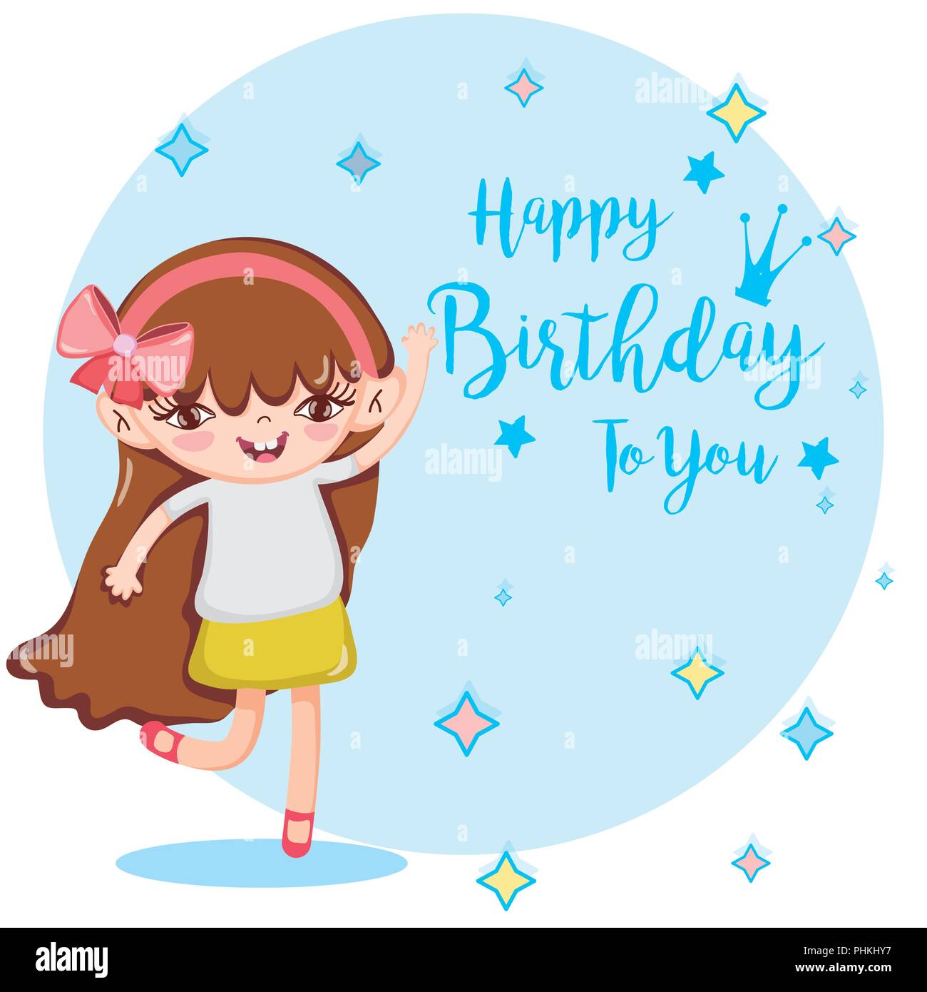 Happy birthday to you card with beautiful girl cartoon vector illustration  graphic design Stock Vector Image & Art - Alamy