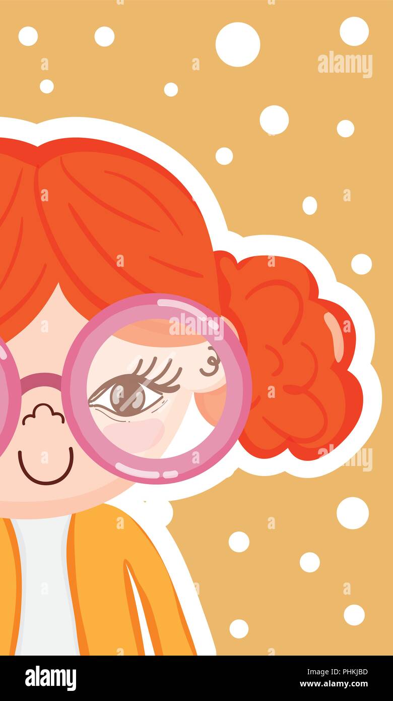 Beautiful girl with glasses cartoon vector illustration graphic design