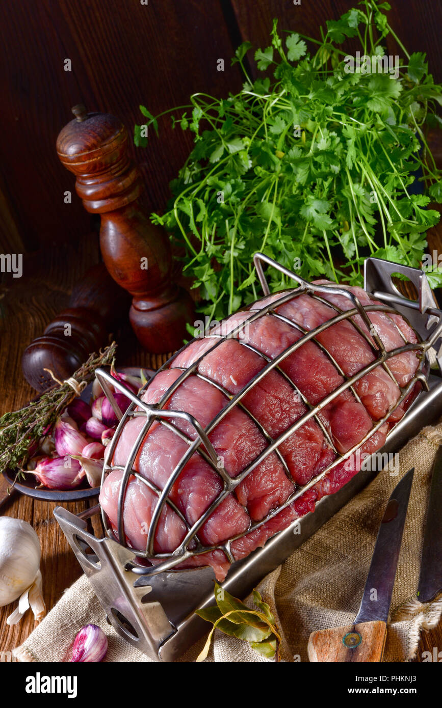 pressure ham cooker with raw ham Stock Photo Alamy