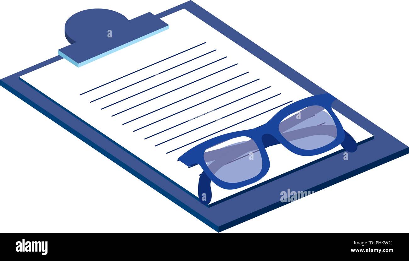 checklist clipboard with eye glasses vector illustration design Stock Vector