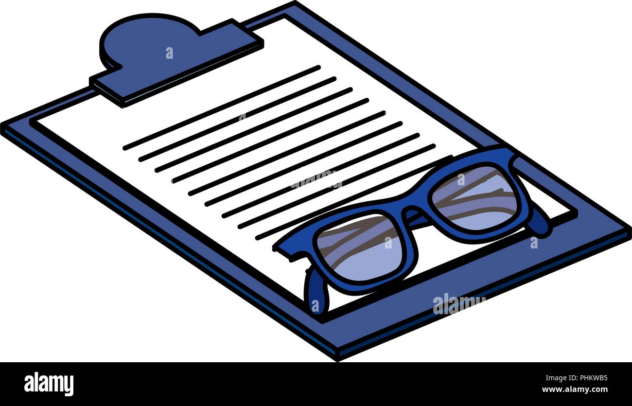 checklist clipboard with eye glasses vector illustration design Stock Vector