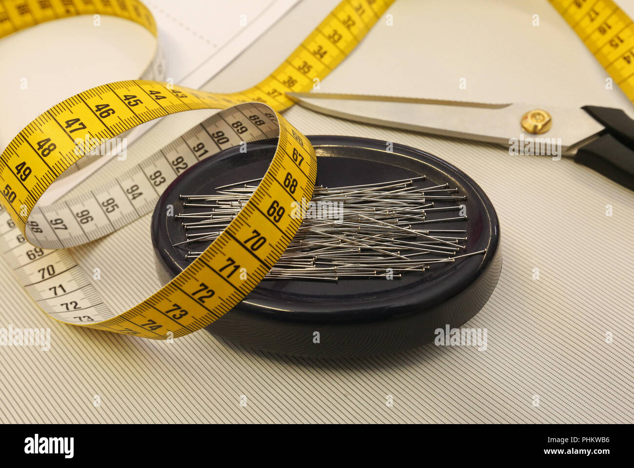 needles and tape and trimmer Stock Photo