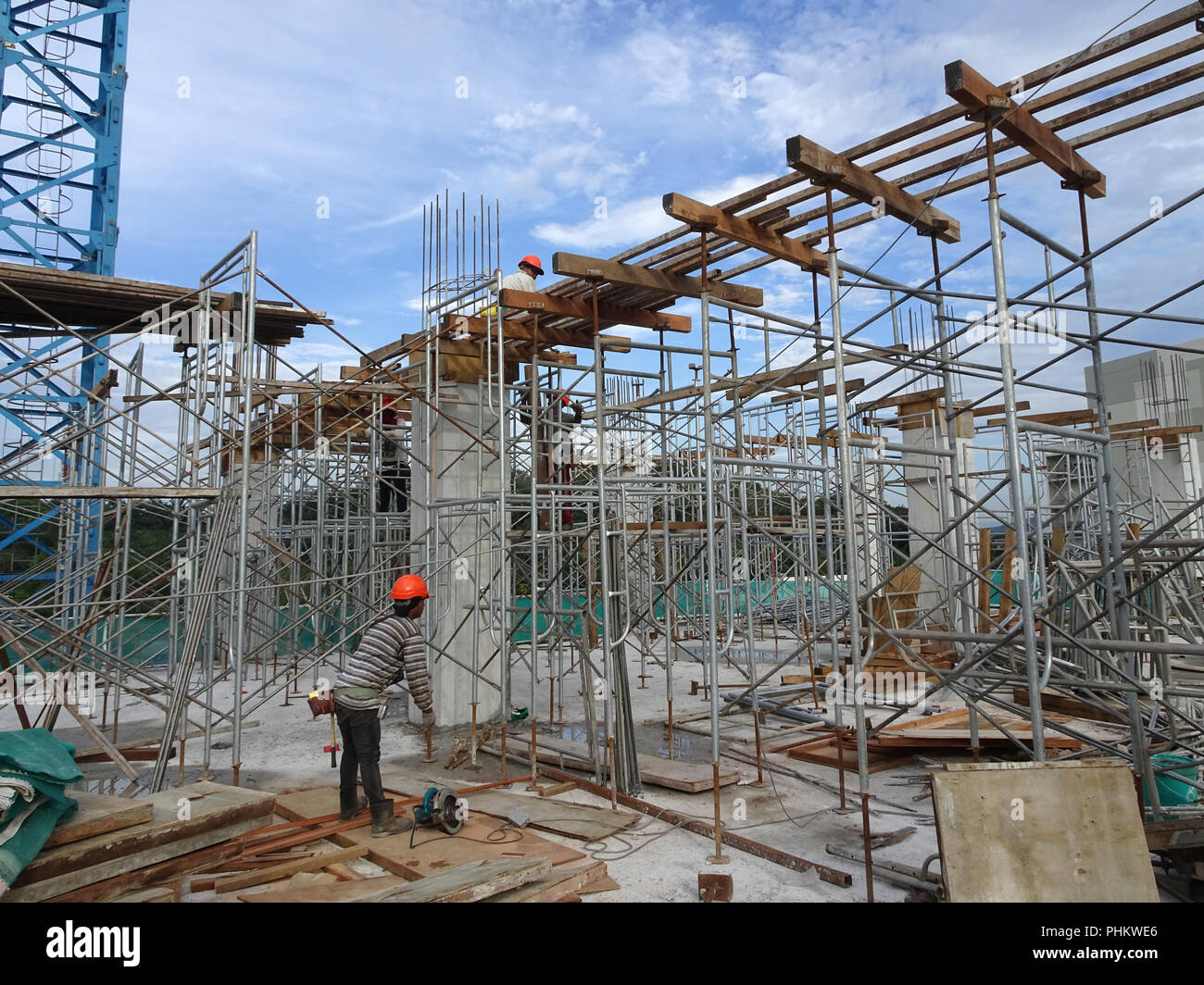 Reinforcement concrete column as part of building structure at the