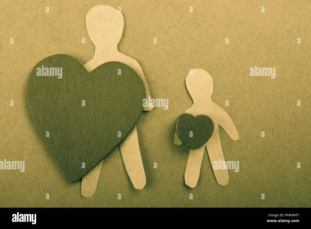Love concept for with paper hearts and paper man Stock Photo - Alamy